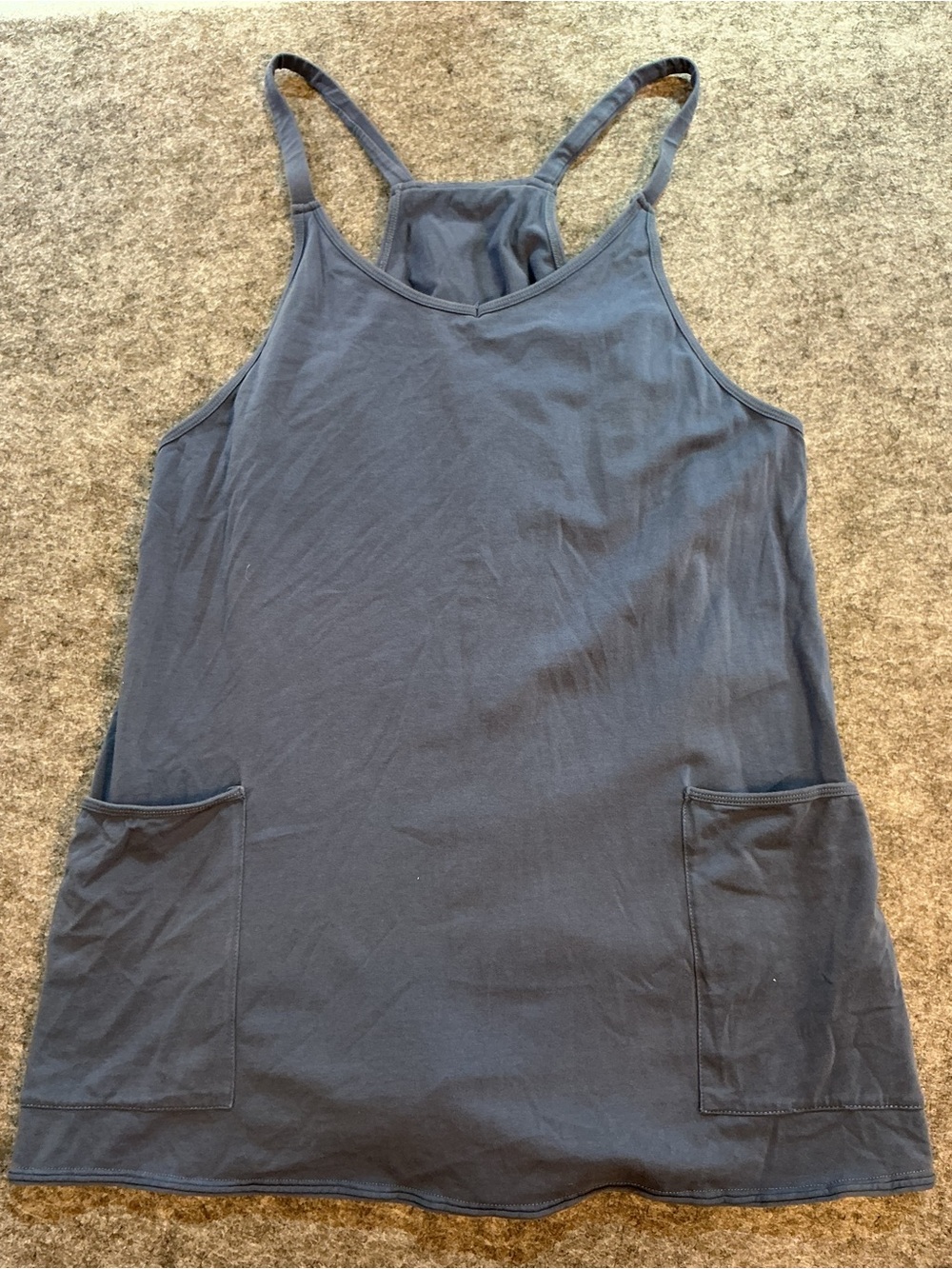 Fashion Women's Navy Blue Racerback Pocket Tank Top dress Size L